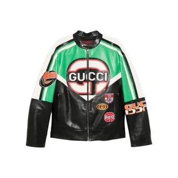 GUCCI Leather Jacket Men's Green