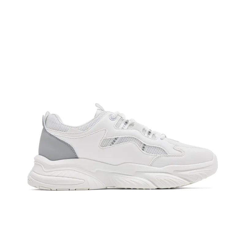 Warrior Breathable Abrasion Resistant Height Increasing Low Top Casual Shoes Men's White Gray-1