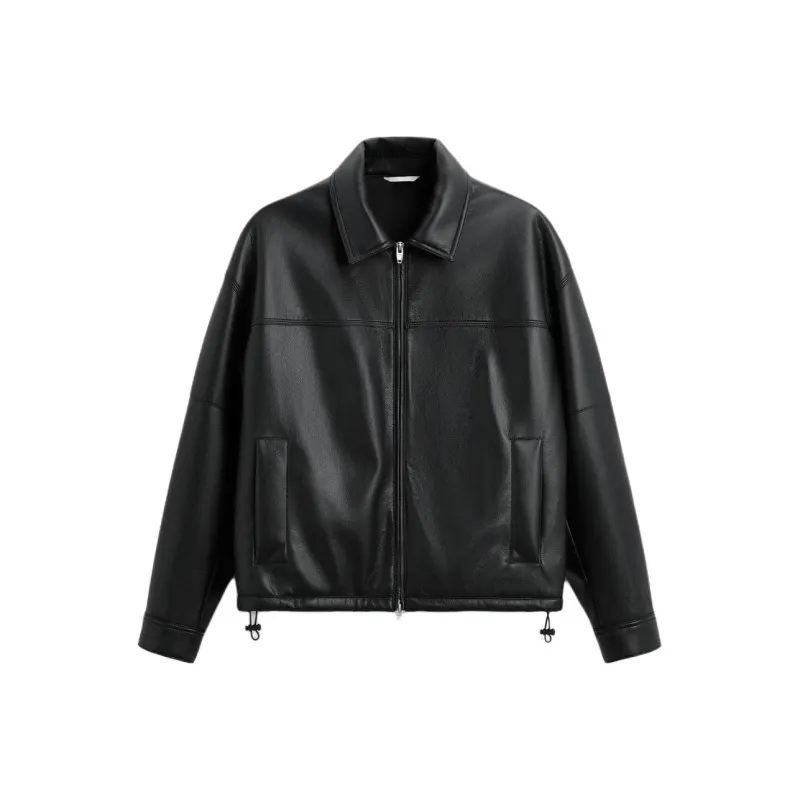 ZARA Leather Jacket Men's Black-0