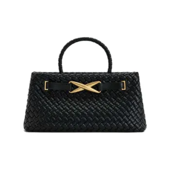 JW PEI Artificial Leather Handbag Medium Size Women's Black/Dark Brown