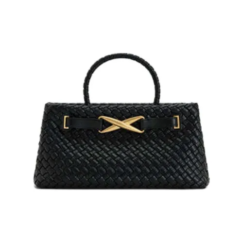 JW PEI Artificial Leather Handbag Medium Size Women's Black/Dark Brown