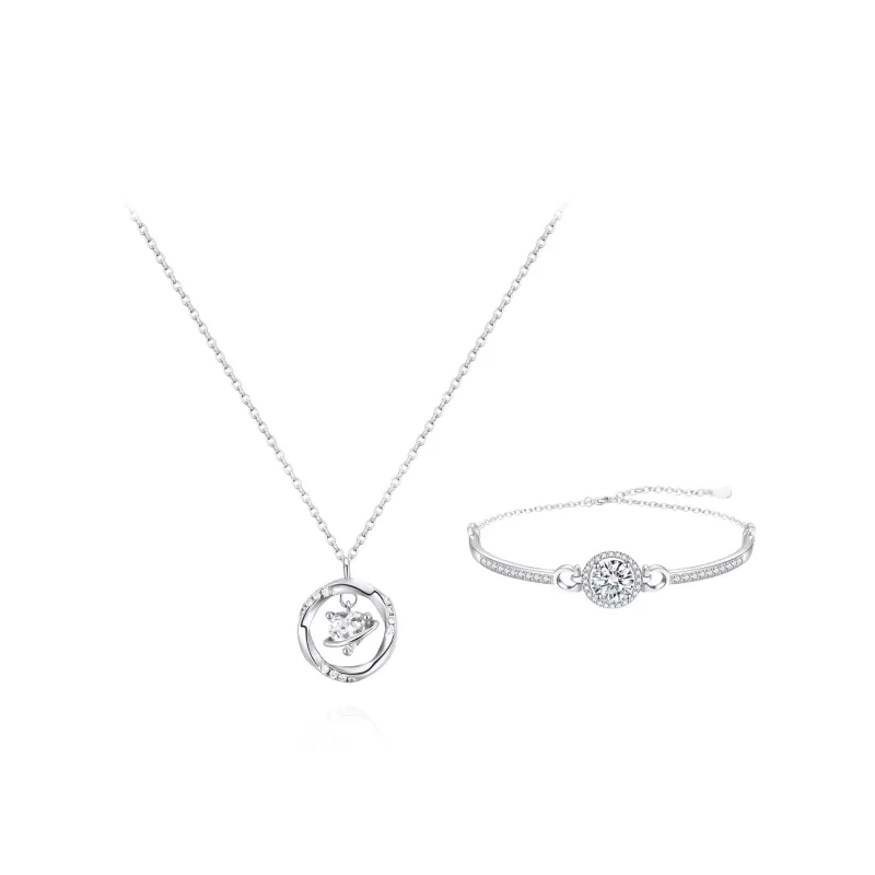 NUSQ Sterling Silver With Zircon Necklaces Women's-5