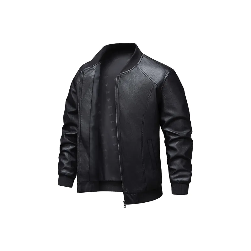 DABAISHA Leather Jacket Men's Black-0