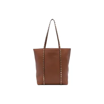 Valentino Rockstud Leather Tote Bag, Shopping Bag, Handbag Women's Brown