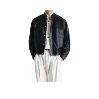 Lemaire Collarless Leather Jacket