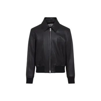 Ami Leather Zipped Jacket