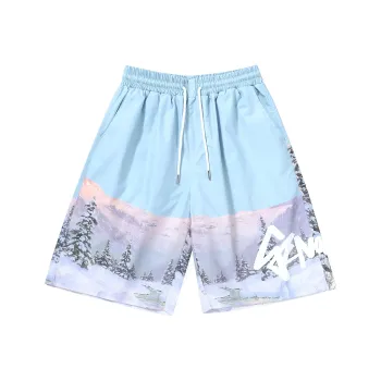 GENANX Casual Shorts Unisex Print Blue