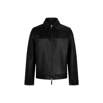 CALVIN KLEIN Leather Jacket Men's Space Black