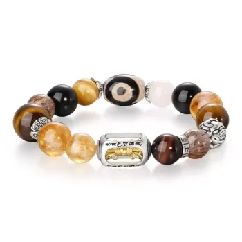 JINLIUFUJIXIANG Multi Bead Collection Natural Tiger's Eye Stone Bracelets Unisex