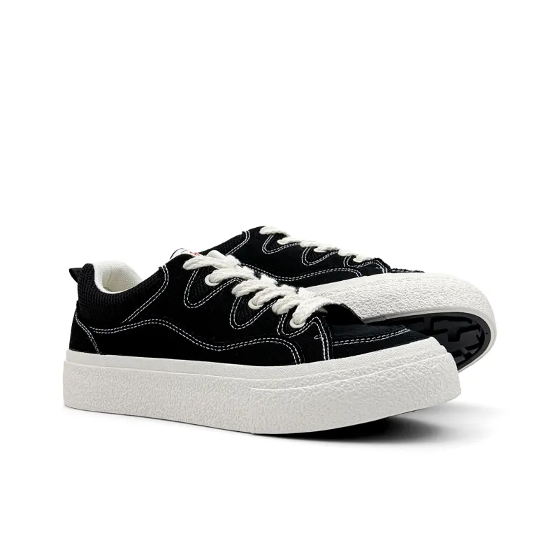 Mengsai Cushioning, Wear Resistant Low Top Canvas Shoes Men's Black-2