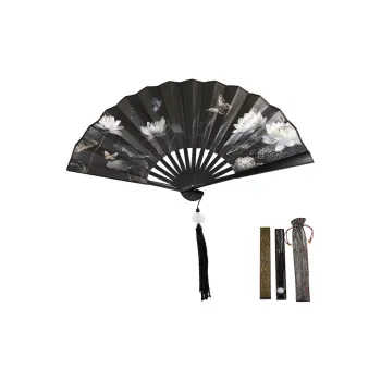 Pleasant Language Twill Damask And Silk Folding Fan