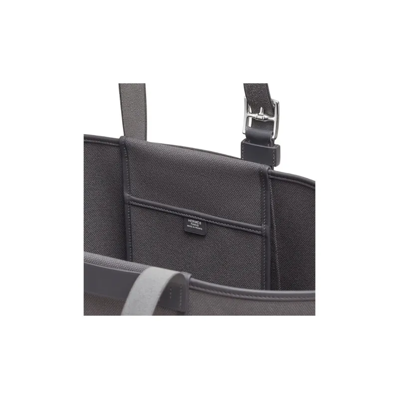 HERMES Etriviere Pocket Goeland Canvas With Hunter Leather And Swift Calfskin Handbag Men's Blue Gray-3