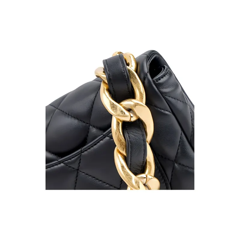 CHANEL Lambskin Flap Bag, Crossbody Bag, Shoulder Bag Women's Black-4
