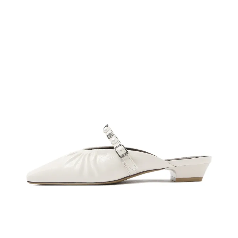 CAMEIDO Slip Resistant Closed Toe Slippers Women's Ecru-0