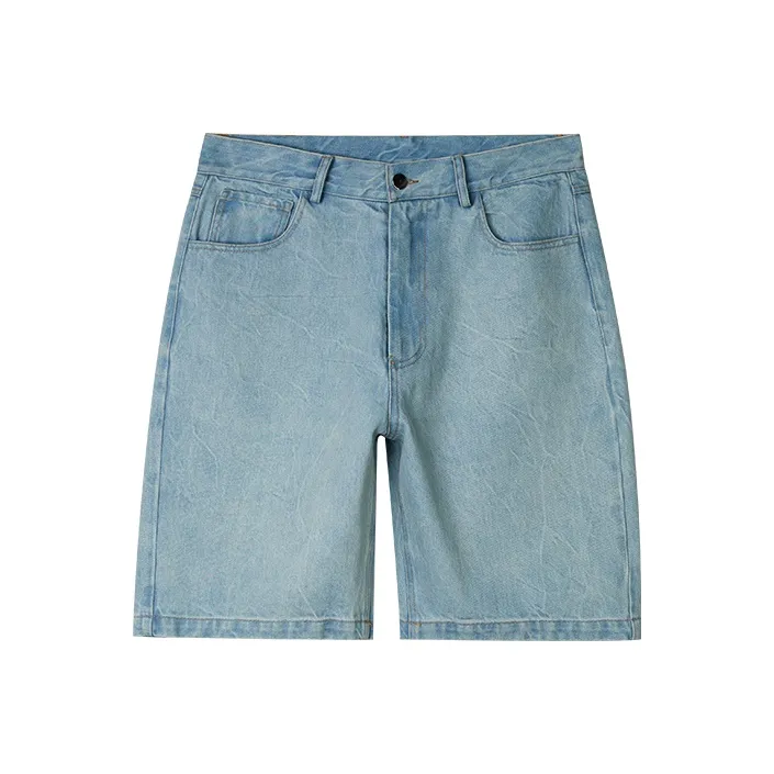 Slamble Denim Shorts Unisex Washed Denim-0