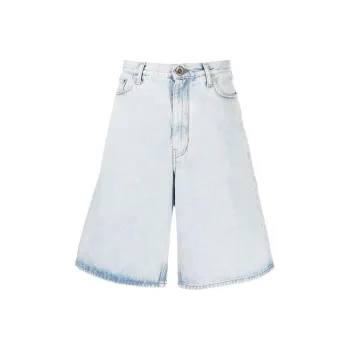 OFF WHITE Logo Patch Denim Shorts