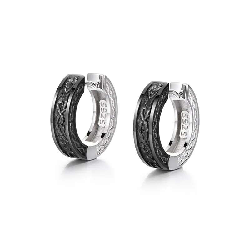 IDEAGEMER 925 Sterling Silver Earrings Men's-2