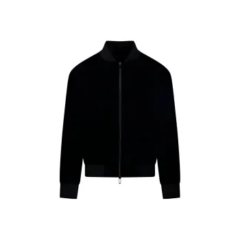 EMPORIO ARMANI Clubwear Velour Bomber Jacket With Oversized French Bulldog Patch