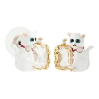 LES NEREIDES Gold Plated Stud Earrings Women's White