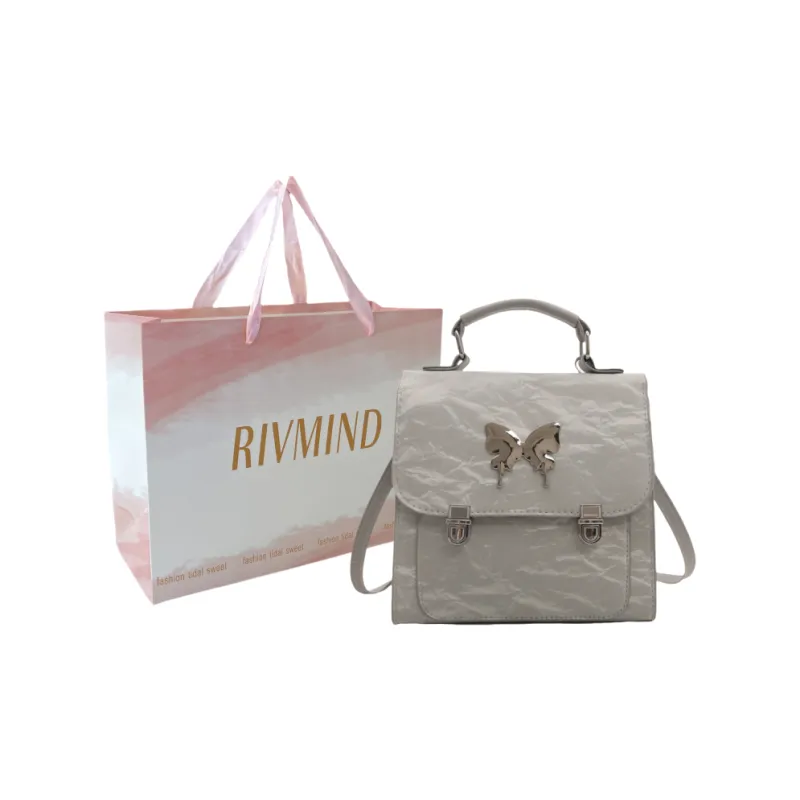 RIVMIND PU Carry Backpack Medium Size Women's White/Silver/Black/Pink-7