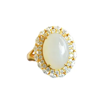 Jade Ink Love Hetian Jade Rings White Jade/Pale Greenish White Jade Women's