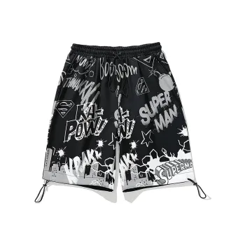 SANSYAS Superman Loose Fit Shorts Unisex Black