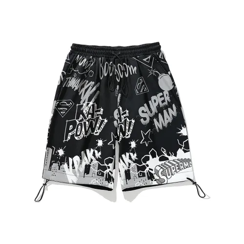 SANSYAS Superman Loose Fit Shorts Unisex Black