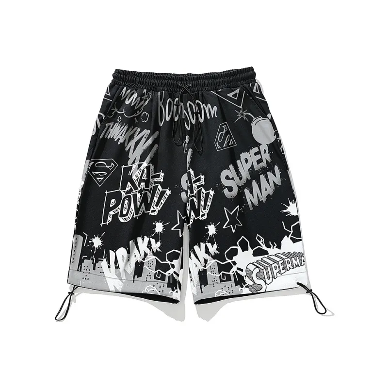 SANSYAS Superman Loose Fit Shorts Unisex Black-0