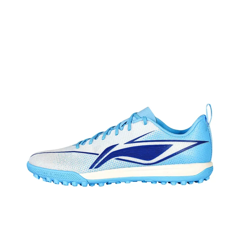 LiNing Artificial Ground Cushioning, Slip Resistant, And Abrasion Resistant Soccer Shoes Men's Fluorescent Sky Blue-0
