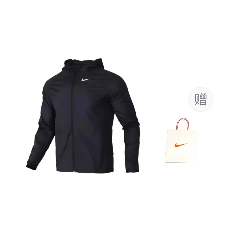 Nike Jackets Men Black+Shopping Bag-0