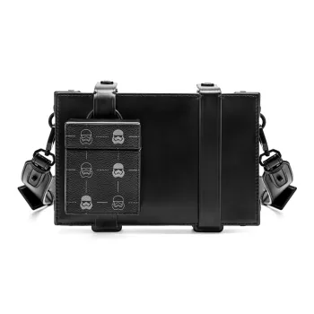 GUDI Microfiber Synthetic Leather Combo Box Bag, Small Square Bag, Shoulder Bag Medium Size Unisex Black