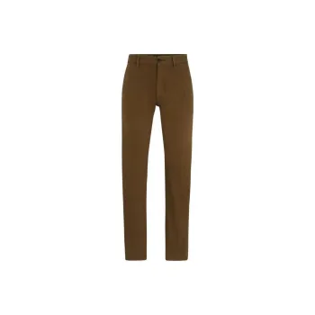 HUGO BOSS Slim-Fit Chinos In Stretch-Cotton Satin Casual Pants Men's Brown