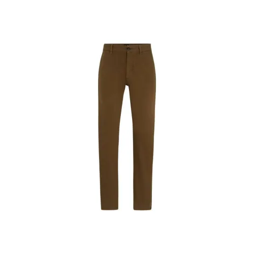 HUGO BOSS Slim-Fit Chinos In Stretch-Cotton Satin Casual Pants Men's Brown