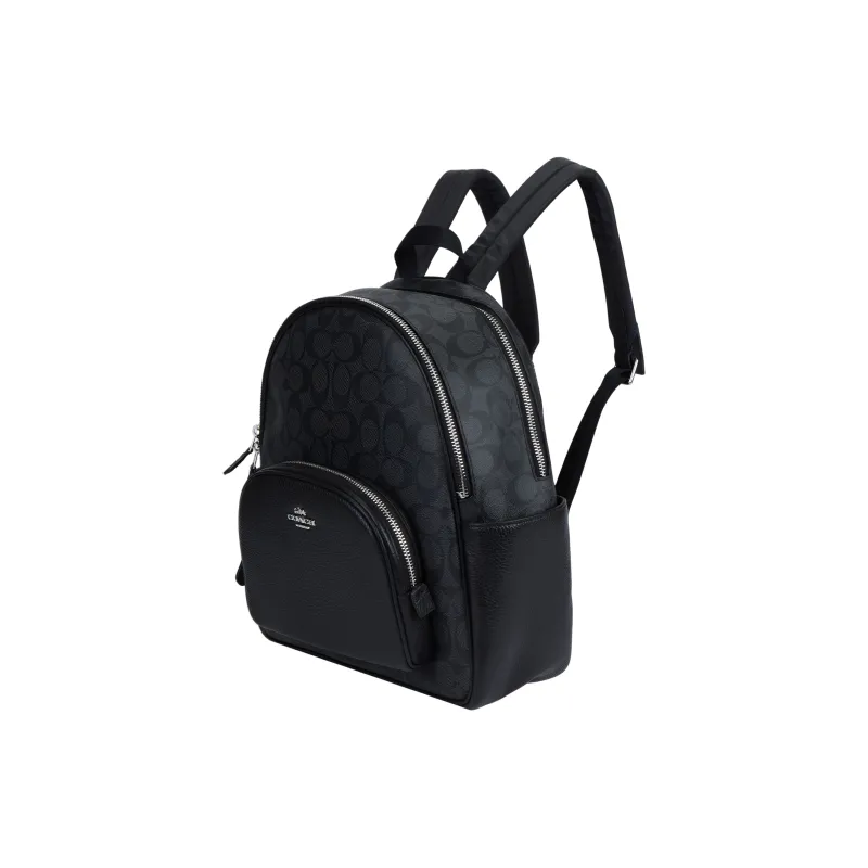 COACH Canvas With Leather Backpack Medium Size Unisex Black-1