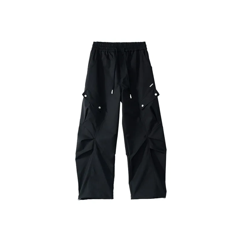 Black Late Casual Pants Unisex-3