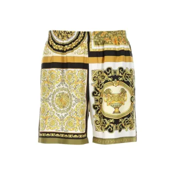 VERSACE Mixed Print Silk Shorts