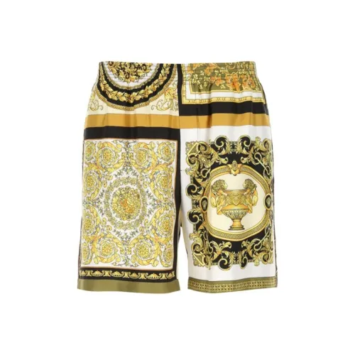 VERSACE Mixed Print Silk Shorts