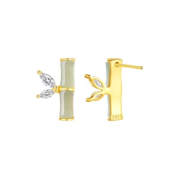 Fu Ru Ji Earrings Green Jade Women's