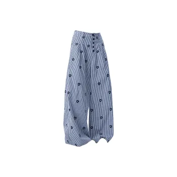 DAND Casual Pants Unisex Blue Plaid