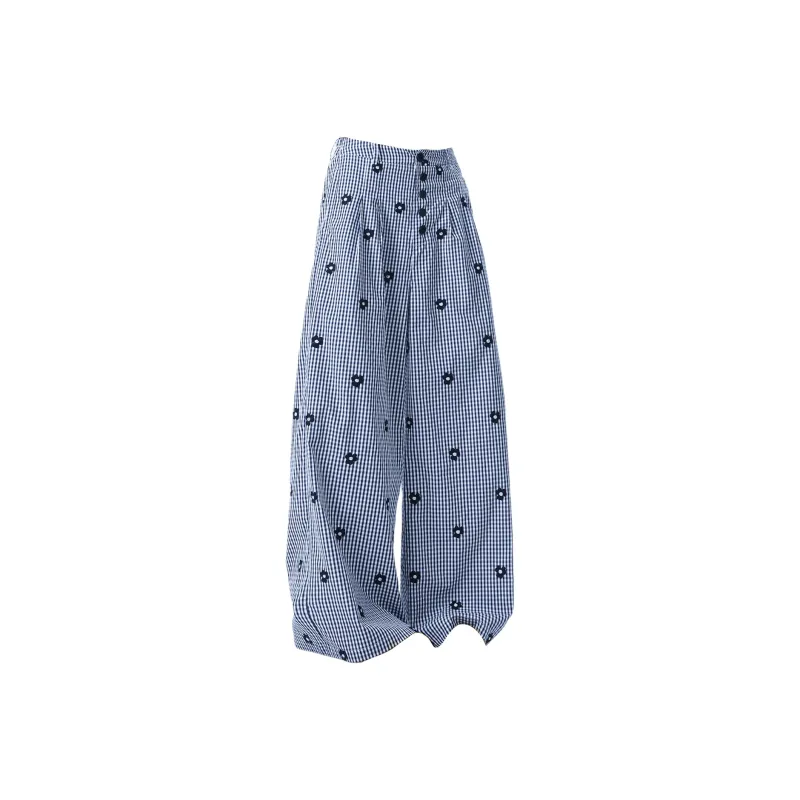 DAND Casual Pants Unisex Blue Plaid-0