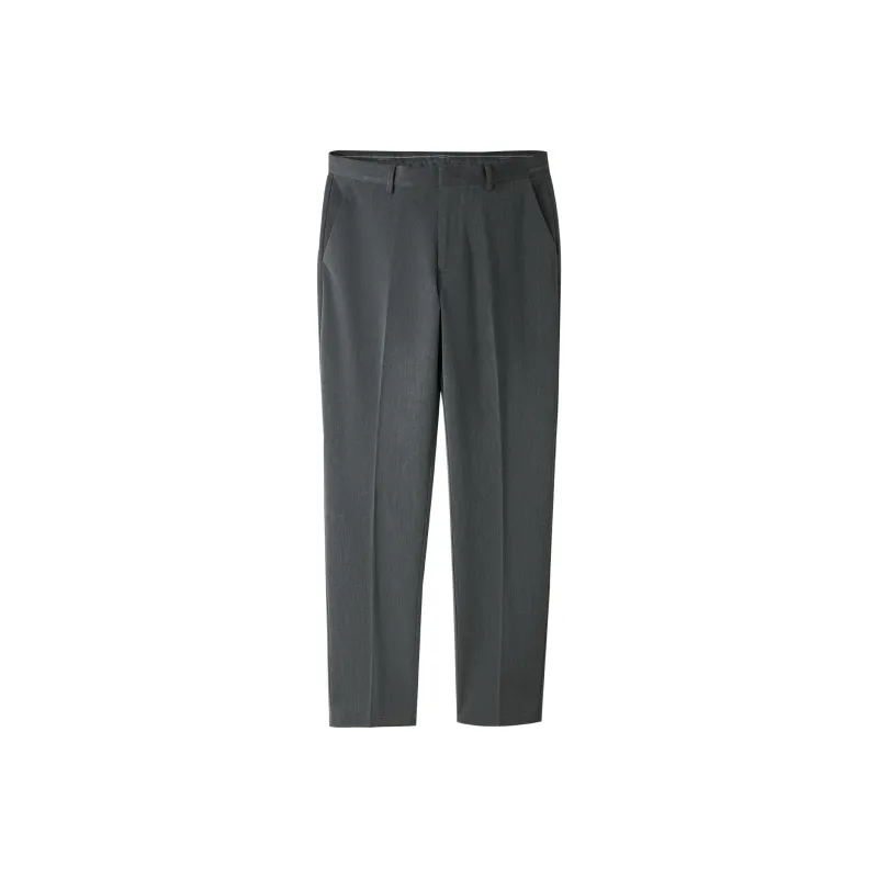HLA Solid Color Straight Fit Gentleman Letter Embroidery Suit Trouser Men's-0