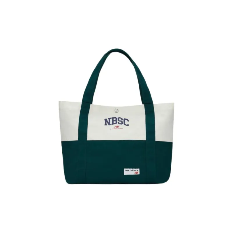 New Balance Fabric Tote Bag Shopping Bag Handbag Regular Unisex Ecru & Green-0