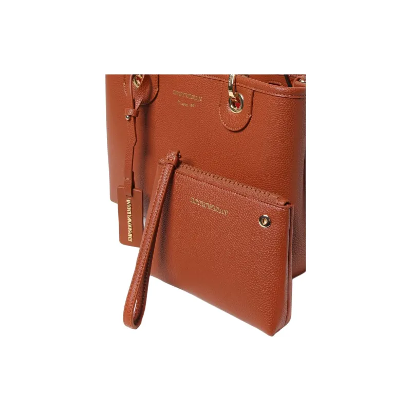 EMPORIO ARMANI MyEA Grain Synthetic Leather Shoulder Bag, Crossbody Bag, Handbag Women's Brown-2