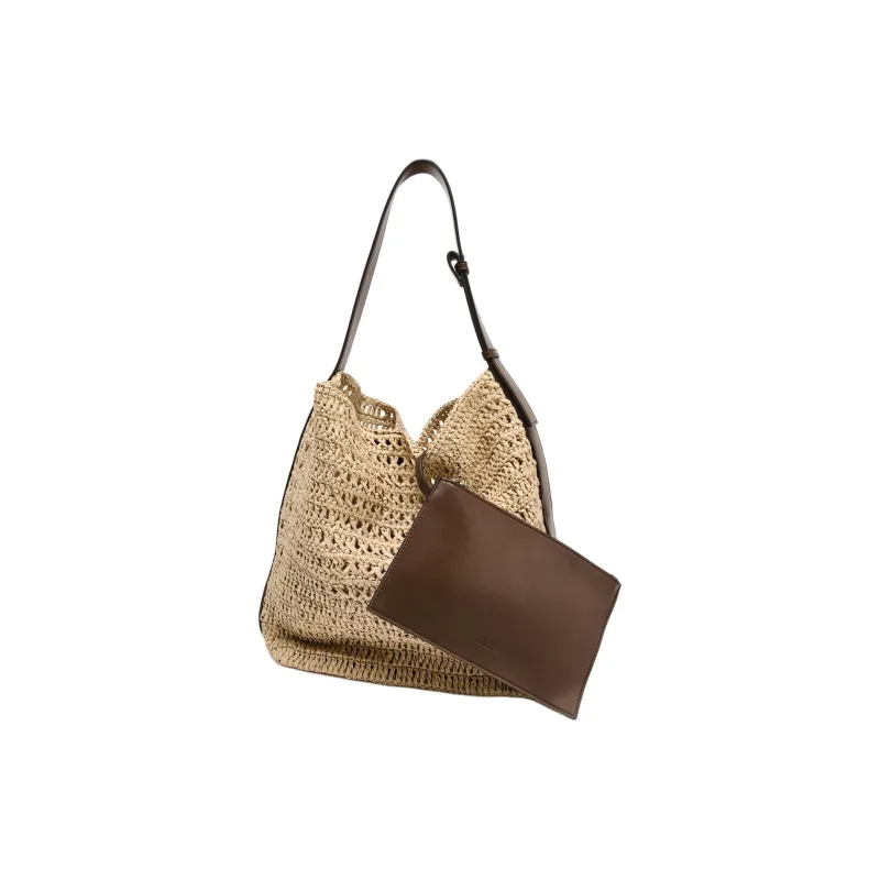 ZARA Cellulose Material Bucket Bag, Shoulder Bag Tubas Women's Light Beige-1