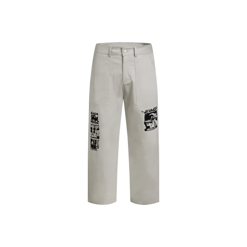 404MOB GANG Casual Pants Unisex Ecru-0