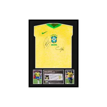 Three For Brazil Jersey Icons Certificate, Deluxe Mounting, Outer Frame Approx. 65x85cm Unisex