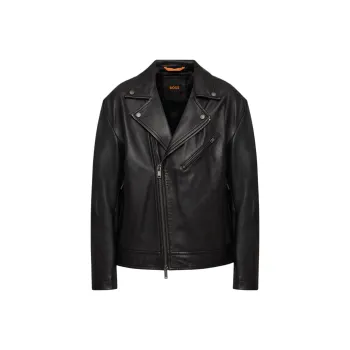 HUGO BOSS Leather Jacket Men's Black