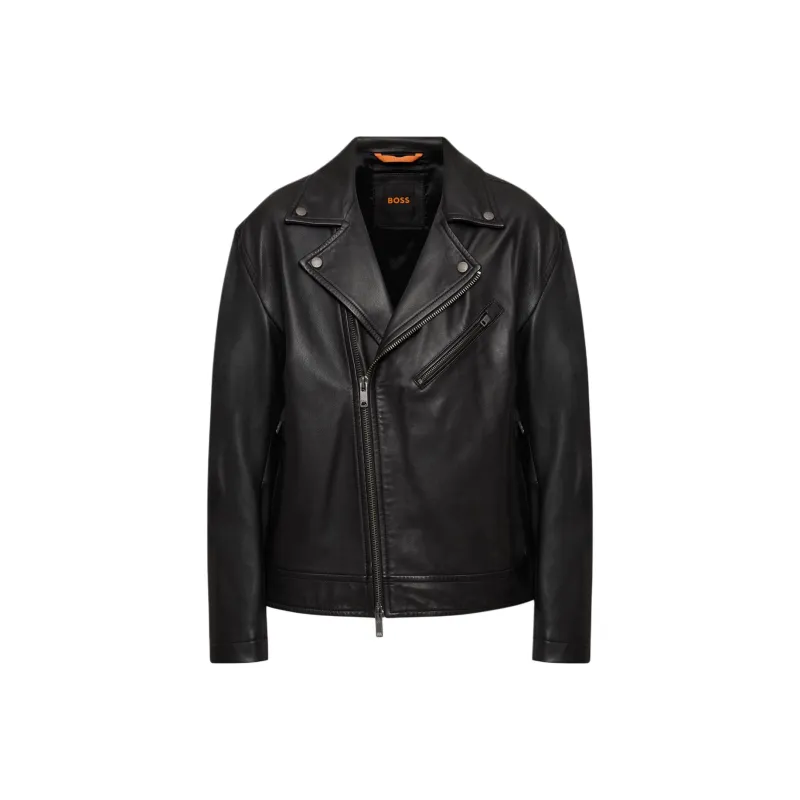 HUGO BOSS Leather Jacket Men's Black-0