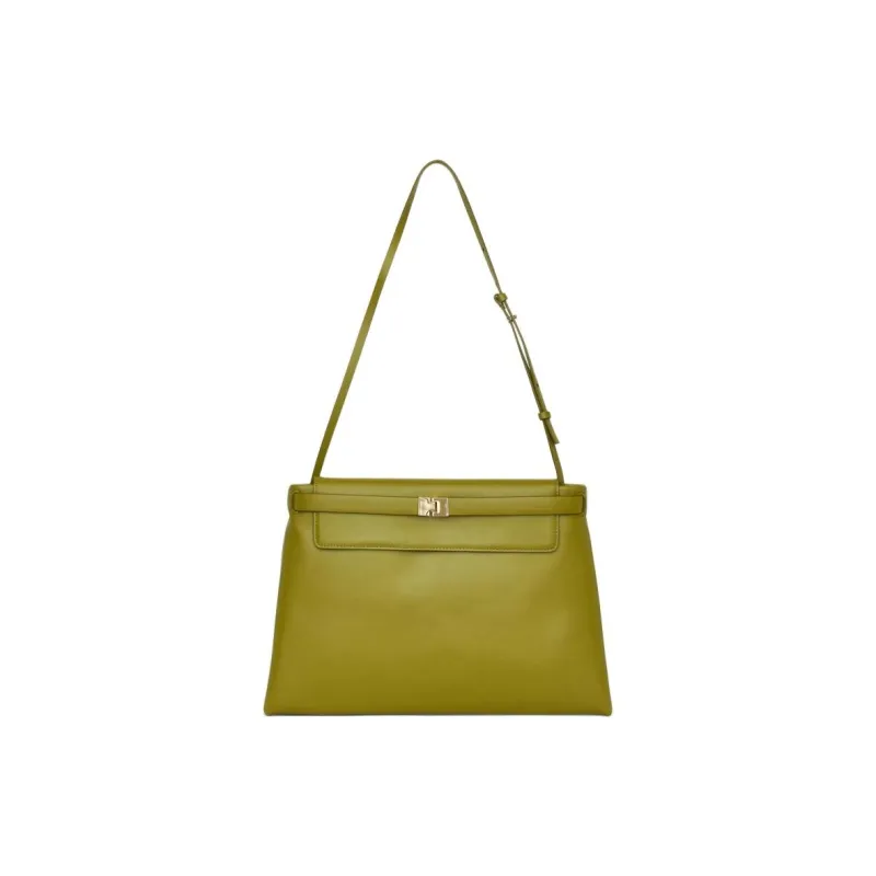ARKET Cow Leather Shoulder Bag Large Size Women's Green-0