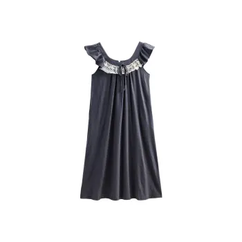 XUANZHITING Nightgown Women's Navy Blue